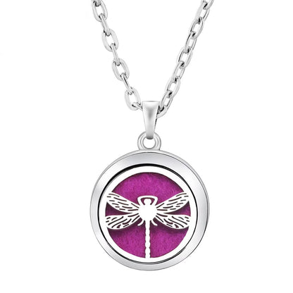 Heart-Shaped Aromatherapy Essential Oil Diffuser Necklace Stainless Steel High Quality Dragonfly Perfume Lockets Pendant Jewelry