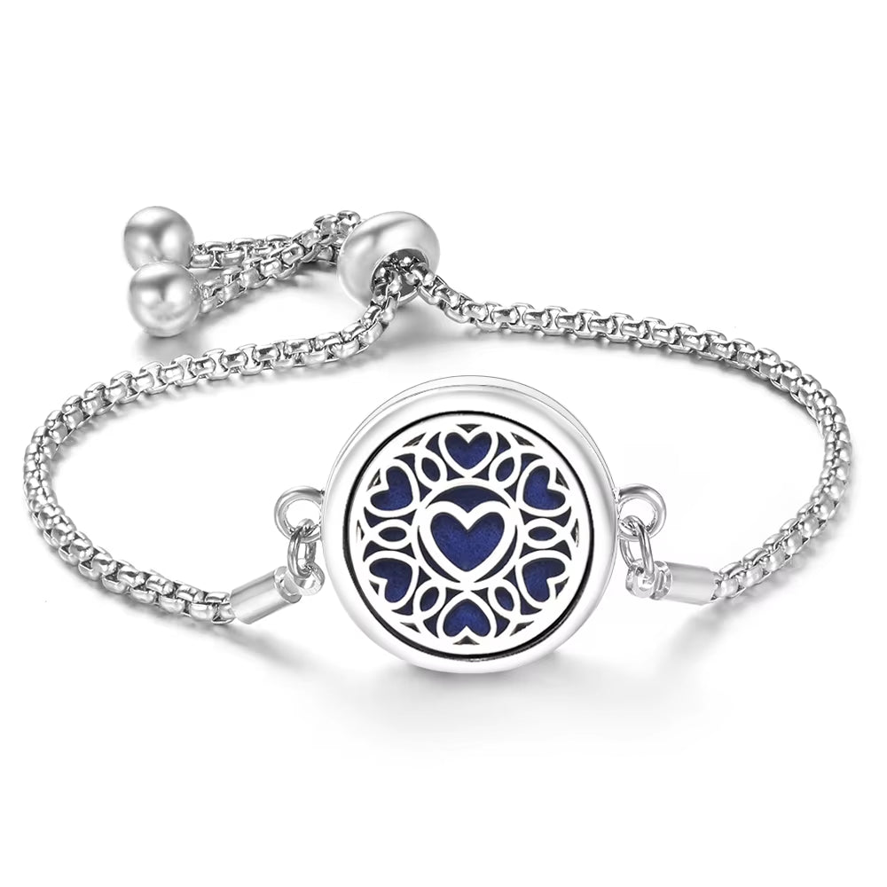 Fashion Tree of Life Aromatherapy Bangle Essential Oil Diffuser Stainless Steel Perfume Locket Bracelet Adjustable Women Jewelry