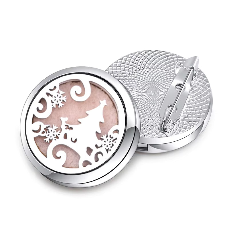 New High Quality Aroma Brooch Metal Badge Stainless Steel Open Perfume Aromatherapy Essential Oil Diffuser Locket Brooch Jewelry