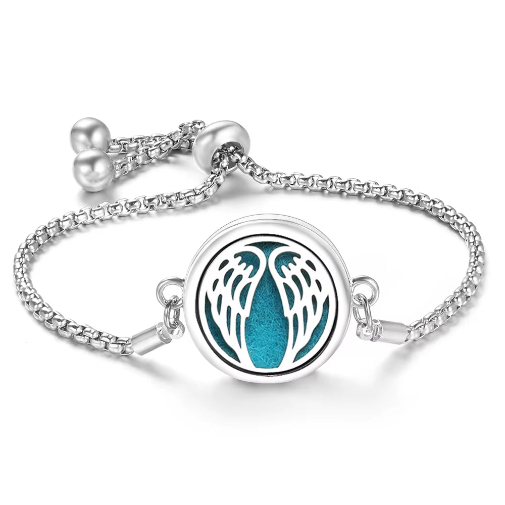 Fashion Tree of Life Aromatherapy Bangle Essential Oil Diffuser Stainless Steel Perfume Locket Bracelet Adjustable Women Jewelry