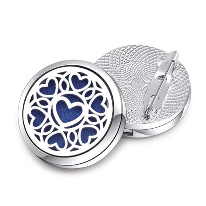 New High Quality Aroma Brooch Metal Badge Stainless Steel Open Perfume Aromatherapy Essential Oil Diffuser Locket Brooch Jewelry