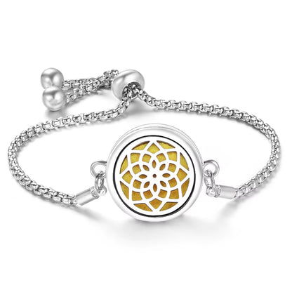 Fashion Tree of Life Aromatherapy Bangle Essential Oil Diffuser Stainless Steel Perfume Locket Bracelet Adjustable Women Jewelry