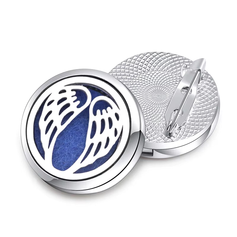 New High Quality Aroma Brooch Metal Badge Stainless Steel Open Perfume Aromatherapy Essential Oil Diffuser Locket Brooch Jewelry