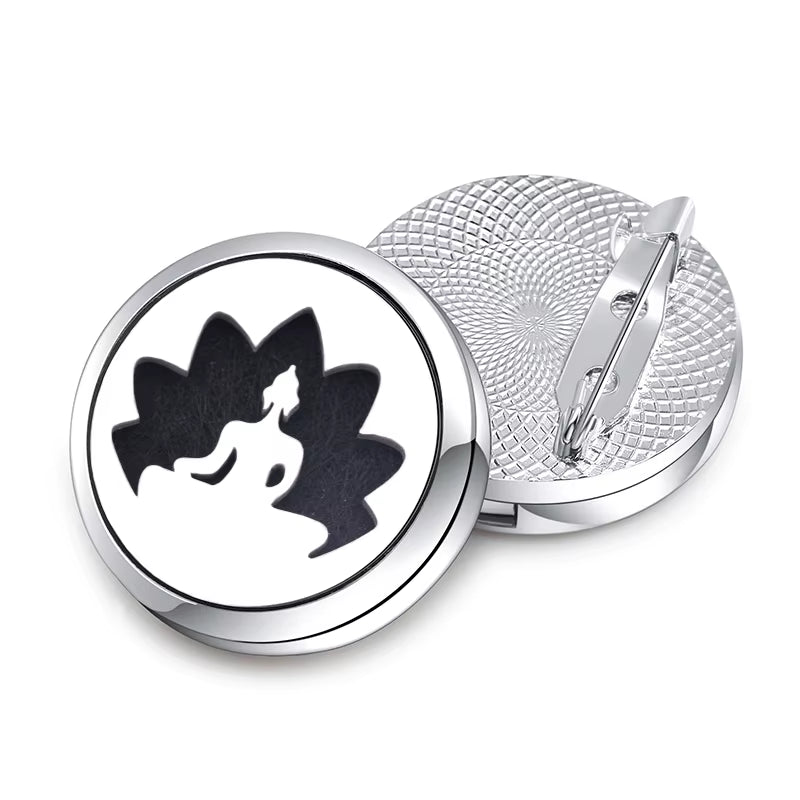 New High Quality Aroma Brooch Metal Badge Stainless Steel Open Perfume Aromatherapy Essential Oil Diffuser Locket Brooch Jewelry