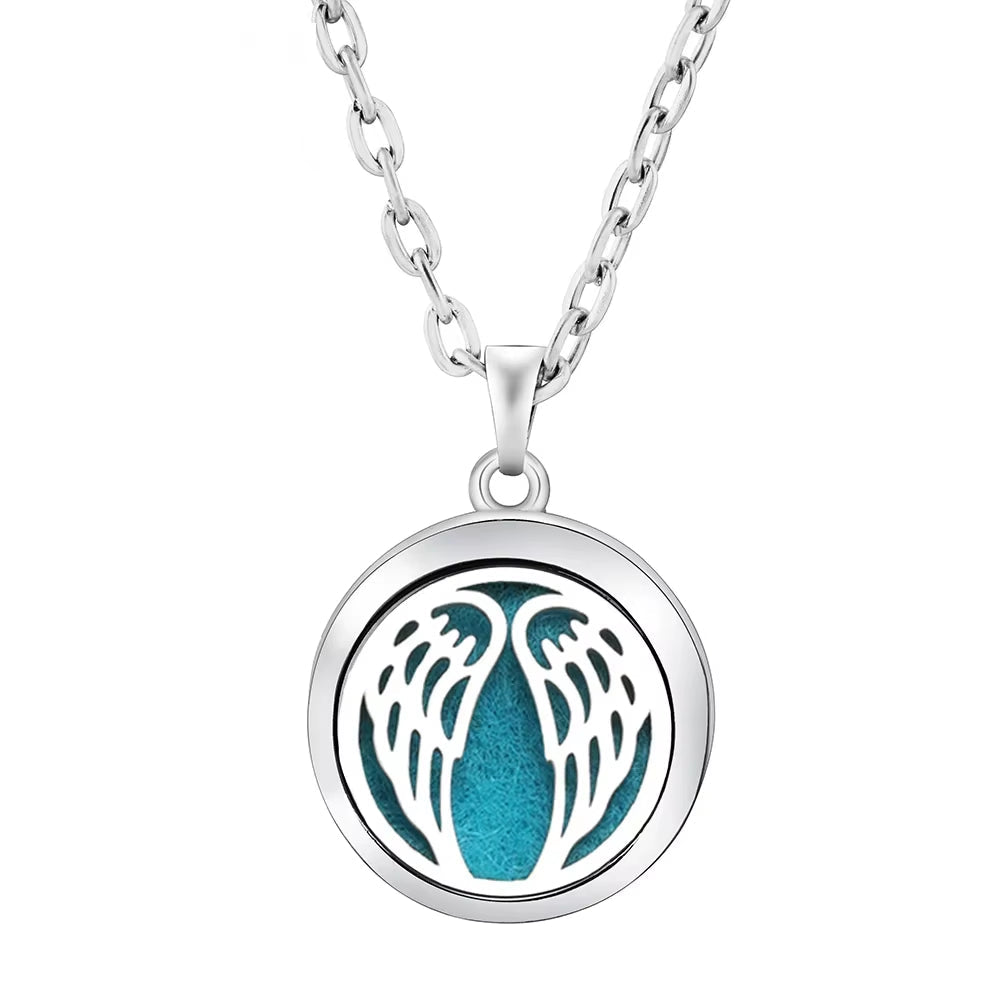 Heart-Shaped Aromatherapy Essential Oil Diffuser Necklace Stainless Steel High Quality Dragonfly Perfume Lockets Pendant Jewelry